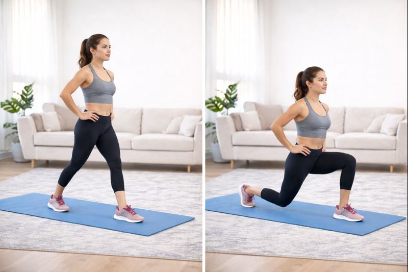 Zancadas cortas en casa para retomar el ejercicio después de Navidad