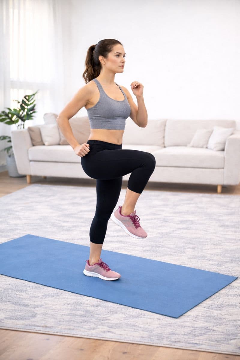 Marcha suave en el sitio para volver a entrenar después de navidades en casa