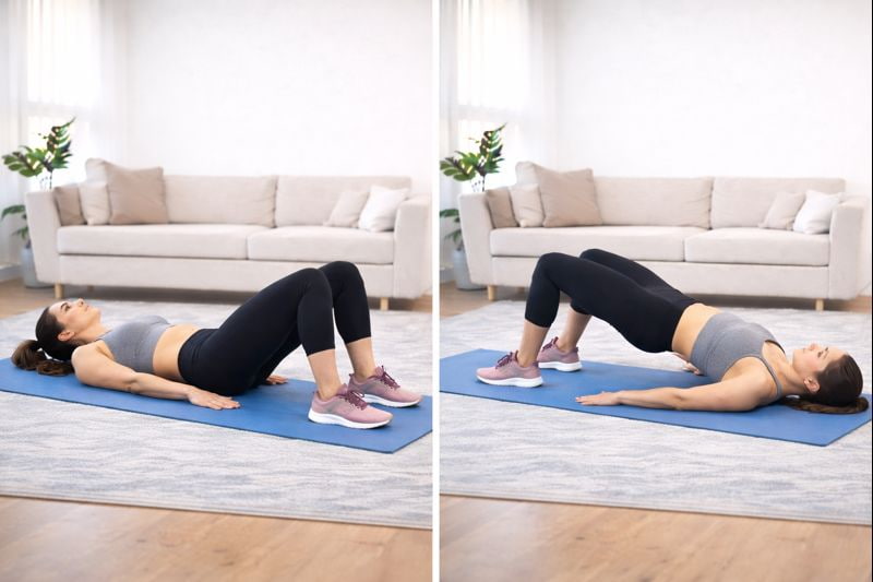 Puente de glúteos en casa para retomar el ejercicio tras Navidad