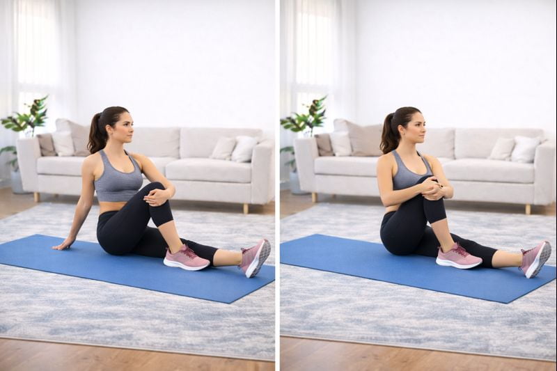 Estiramiento de glúteos en casa para volver a la rutina tras Navidad