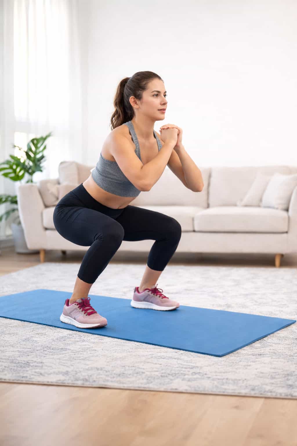 Sentadilla sin peso para volver a entrenar después de navidades en casa