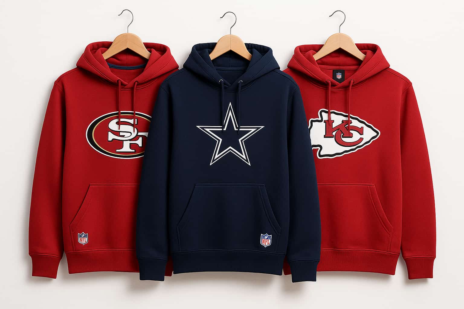 Sudadera oficial NFL con escudo bordado y capucha