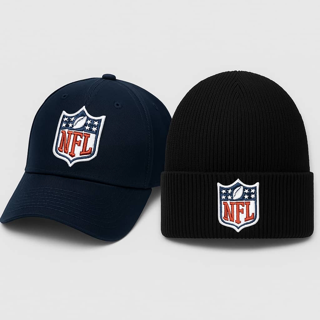 Gorras y beanies oficiales NFL con logos bordados